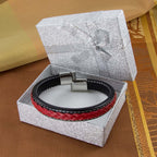 Schwarz-rotes Leder-Flechtarmband – hochwertige Handwerkskunst für besondere Persönlichkeiten | WILLYS JEWELLERY
