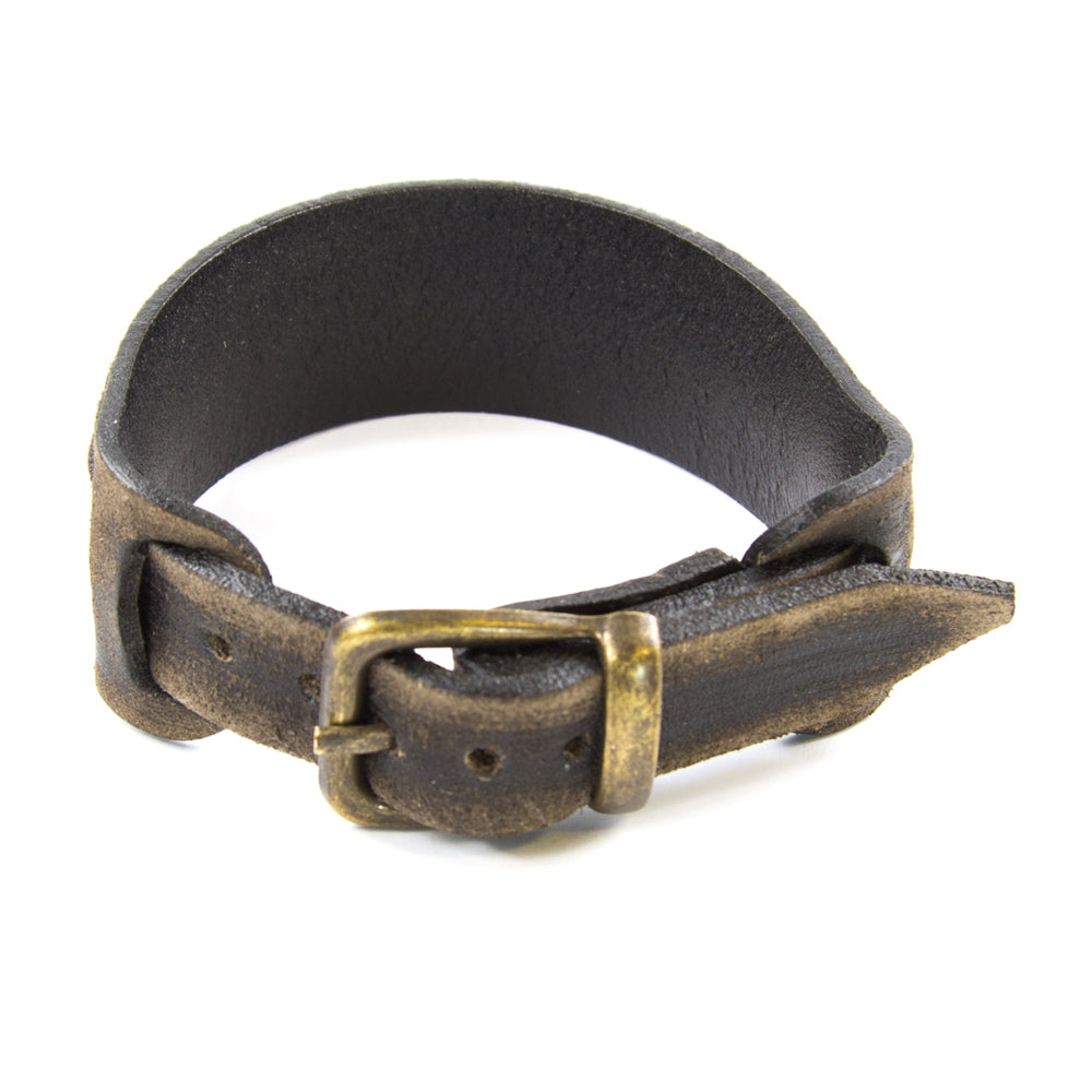 Herren Lederarmband aus Echtleder, verstellbar, Goldmessing-Schließe, handgefertigtes Unikat | WILLYS JEWELLERY