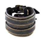 Breites Herren Lederarmband aus Echtleder mit goldener Schnalle, handgefertigt, verstellbar | WILLYS JEWELLERY