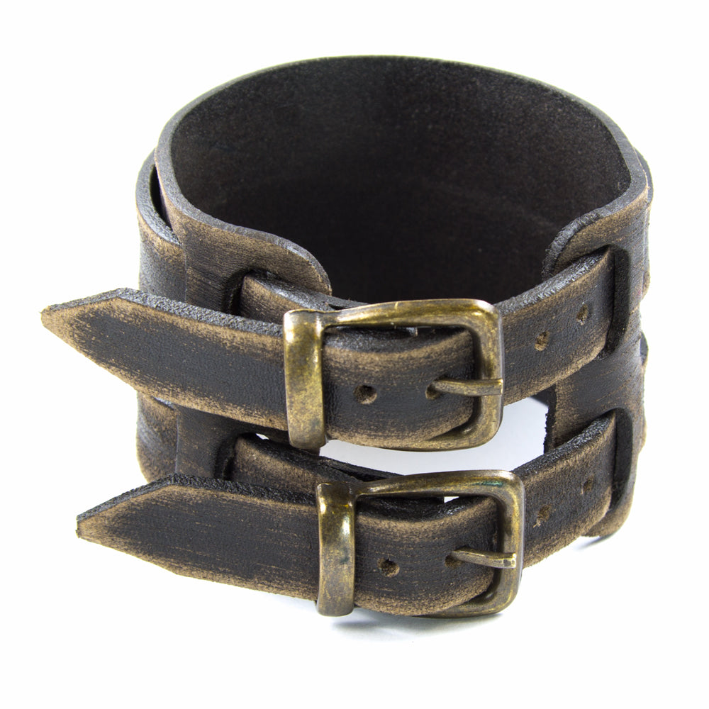 Breites Herren Lederarmband aus Echtleder mit goldener Schnalle, handgefertigt, verstellbar | WILLYS JEWELLERY