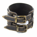 Breites Herren Lederarmband aus Echtleder mit goldener Schnalle, handgefertigt, verstellbar | WILLYS JEWELLERY