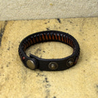 Herren Armband Echt-Leder antiquiert Schwarz-Braun Größen-Verstellbar 180-200 | WILLYS JEWELLERY