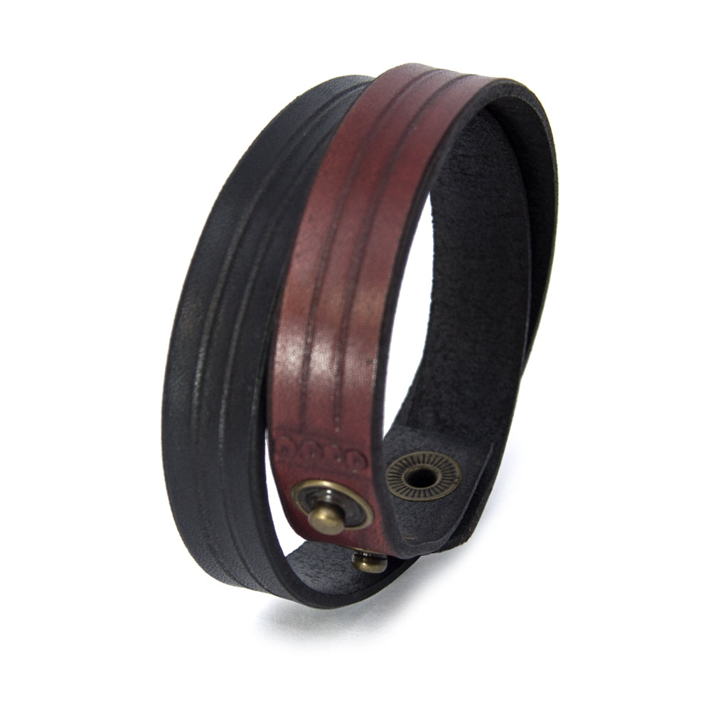 Herren Armband aus Echtleder, zweifarbig – handgefertigt, verstellbar & allergikerfreundlich | WILLYS JEWELLERY