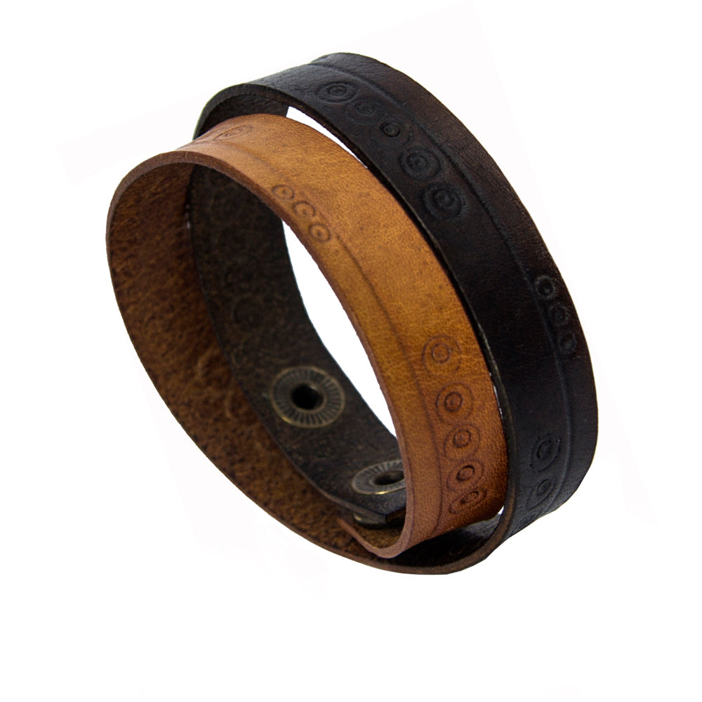 Herren Lederarmband zweifarbig – handgefertigt, verstellbar, Echtleder | WILLYS JEWELLERY
