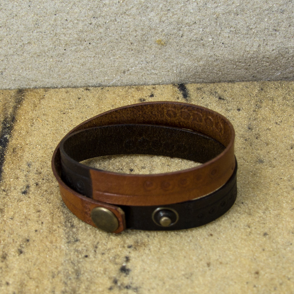 Herren Lederarmband zweifarbig – handgefertigt, verstellbar, Echtleder | WILLYS JEWELLERY