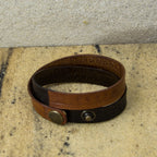 Herren Lederarmband zweifarbig – handgefertigt, verstellbar, Echtleder | WILLYS JEWELLERY