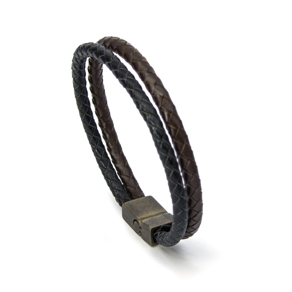 Geflochtenes Herren Lederarmband aus Echtleder mit Magnetverschluss | WILLYS JEWELLERY