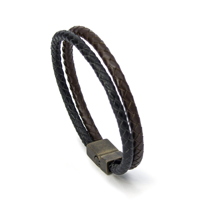 Geflochtenes Herren Lederarmband aus Echtleder mit Magnetverschluss | WILLYS JEWELLERY