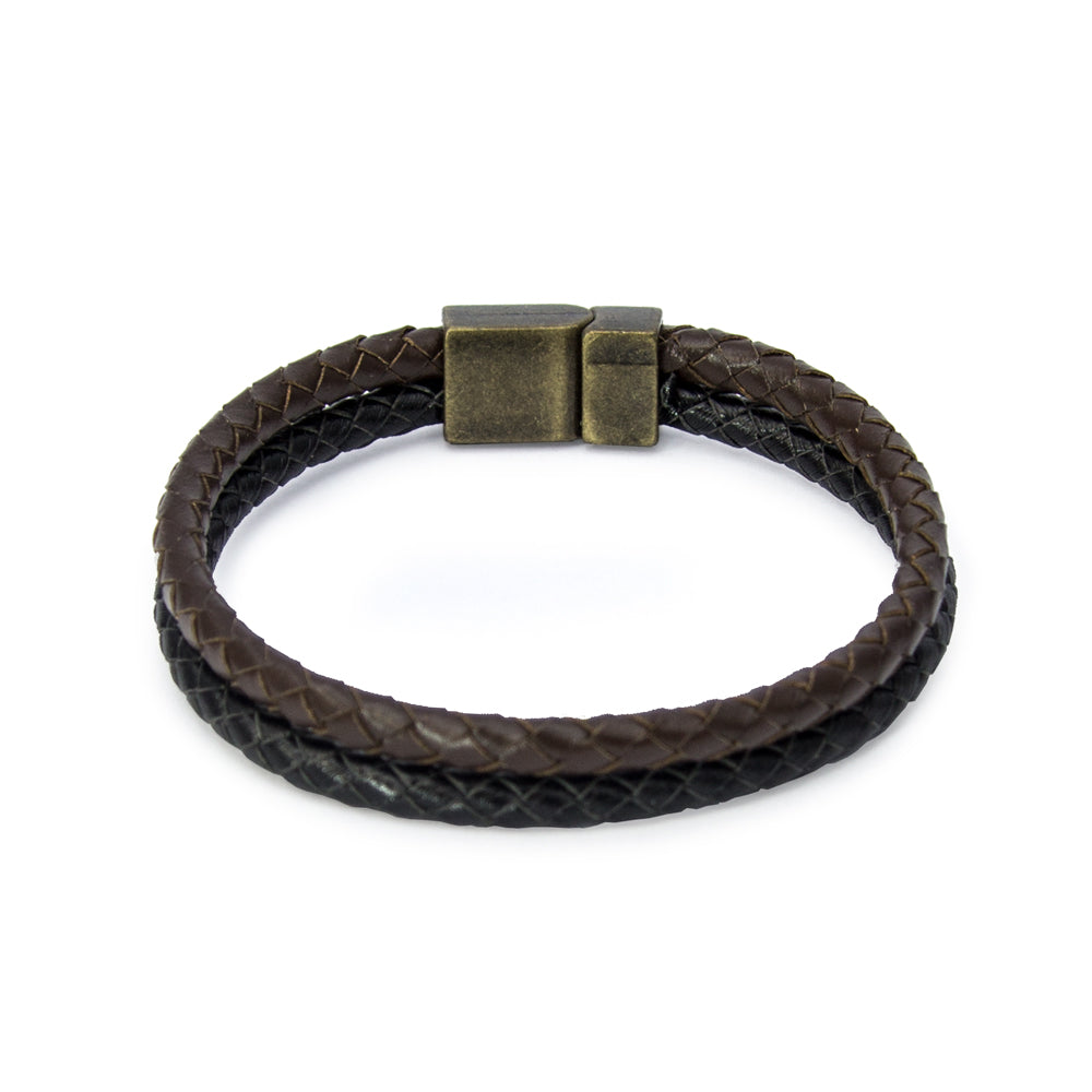 Geflochtenes Herren Lederarmband aus Echtleder mit Magnetverschluss | WILLYS JEWELLERY