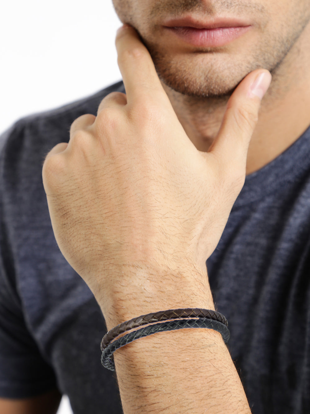 Geflochtenes Herren Lederarmband aus Echtleder mit Magnetverschluss | WILLYS JEWELLERY