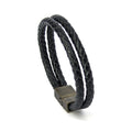 Herren Lederarmband geflochten aus Echtleder, 10 mm breit, mit starkem Magnetverschluss | WILLYS JEWELLERY