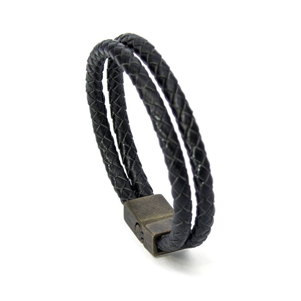 Herren Lederarmband geflochten aus Echtleder, 10 mm breit, mit starkem Magnetverschluss | WILLYS JEWELLERY