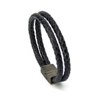 Herren Lederarmband geflochten aus Echtleder, 10 mm breit, mit starkem Magnetverschluss | WILLYS JEWELLERY