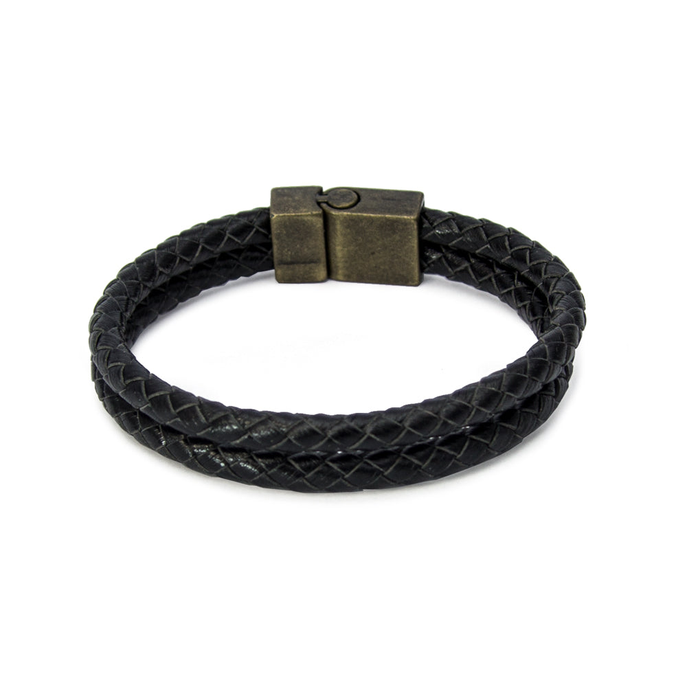 Herren Lederarmband geflochten aus Echtleder, 10 mm breit, mit starkem Magnetverschluss | WILLYS JEWELLERY