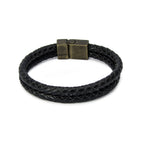Herren Lederarmband geflochten aus Echtleder, 10 mm breit, mit starkem Magnetverschluss | WILLYS JEWELLERY