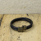 Herren Lederarmband geflochten aus Echtleder, 10 mm breit, mit starkem Magnetverschluss | WILLYS JEWELLERY