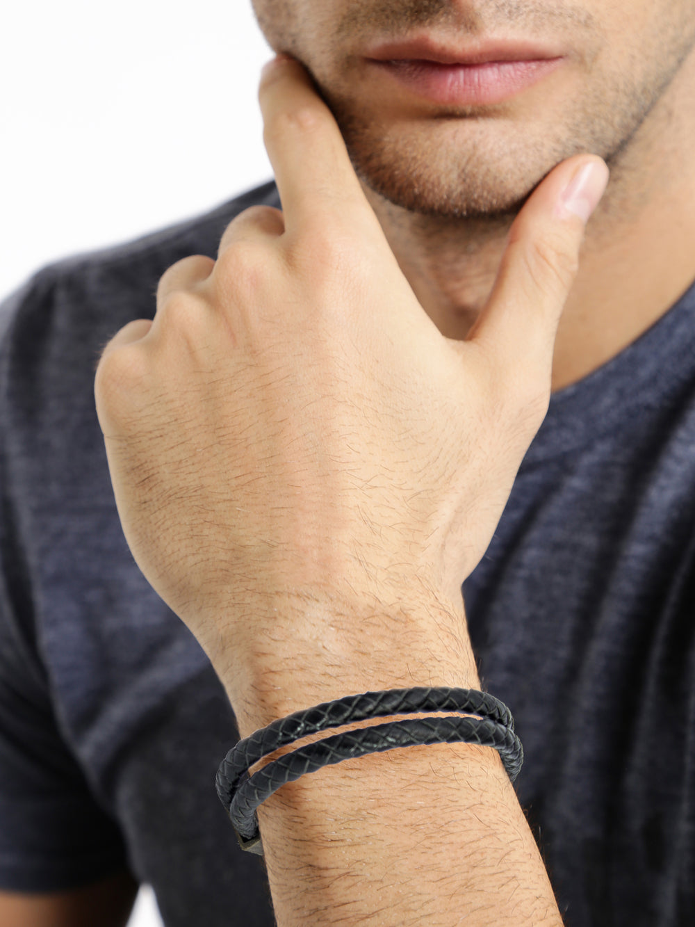 Herren Lederarmband geflochten aus Echtleder, 10 mm breit, mit starkem Magnetverschluss | WILLYS JEWELLERY