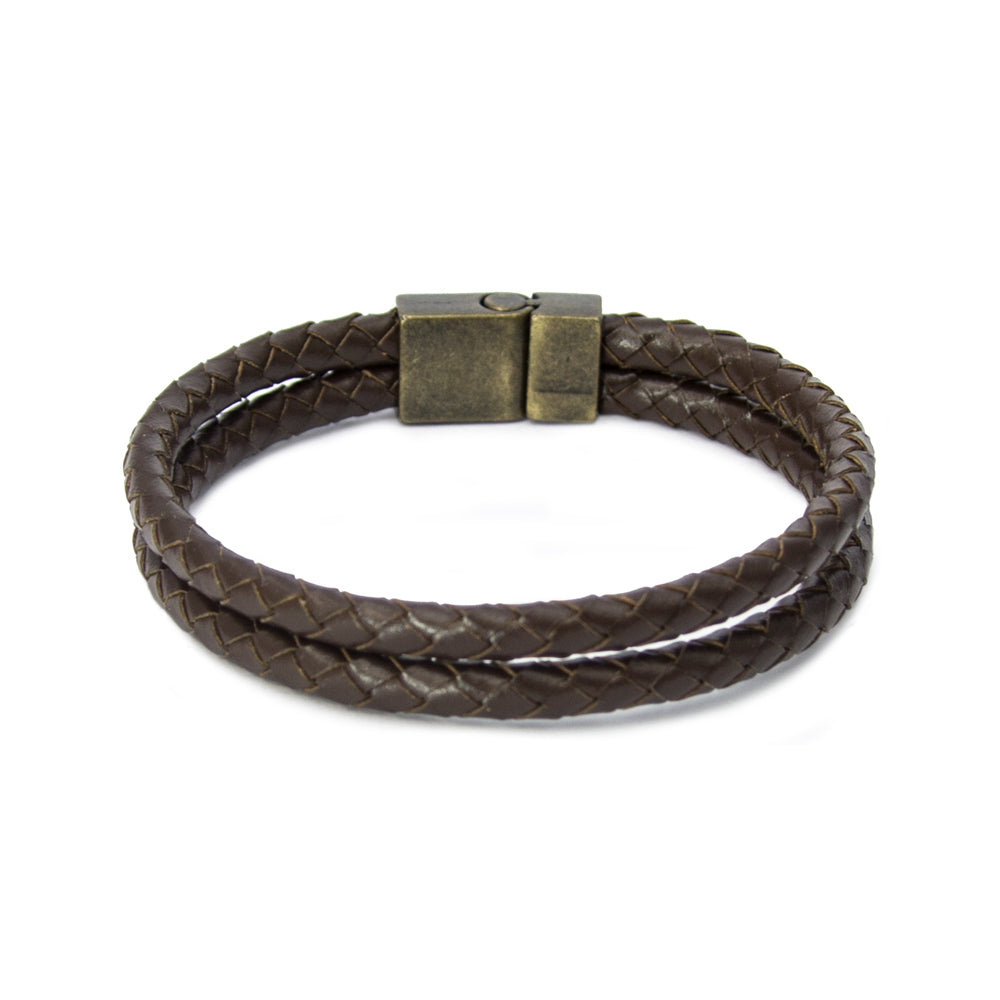 Lederarmband Herren geflochten aus Echtleder mit starkem Magnetverschluss – 10 mm breit | WILLYS JEWELLERY