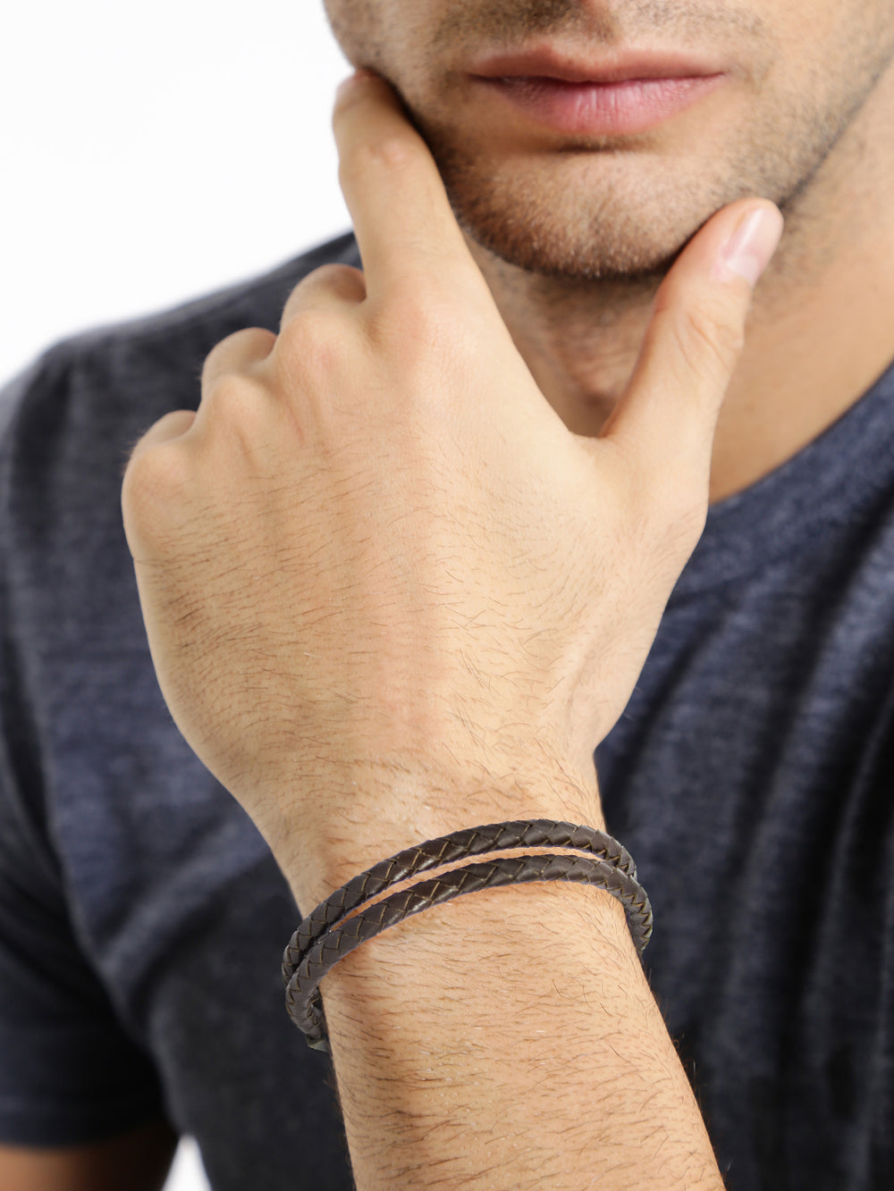 Lederarmband Herren geflochten aus Echtleder mit starkem Magnetverschluss – 10 mm breit | WILLYS JEWELLERY