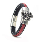 Schwarzes und rotes Lederarmband mit deutscher Handwerkskunst | WILLYS JEWELLERY