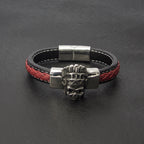 Schwarzes und rotes Lederarmband mit deutscher Handwerkskunst | WILLYS JEWELLERY