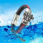 Schwarzes und rotes Lederarmband mit deutscher Handwerkskunst | WILLYS JEWELLERY