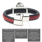 Schwarzes und rotes Lederarmband mit deutscher Handwerkskunst | WILLYS JEWELLERY