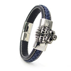 Hochwertiges schwarzes und blaues Lederarmband mit exquisiter Handwerkskunst | WILLYS JEWELLERY