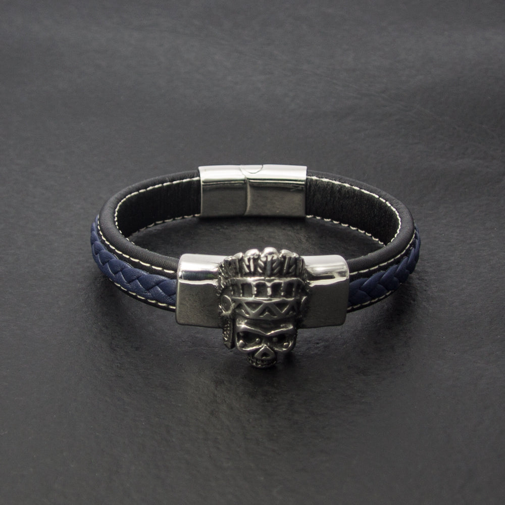 Hochwertiges schwarzes und blaues Lederarmband mit exquisiter Handwerkskunst | WILLYS JEWELLERY