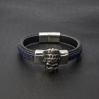 Hochwertiges schwarzes und blaues Lederarmband mit exquisiter Handwerkskunst | WILLYS JEWELLERY