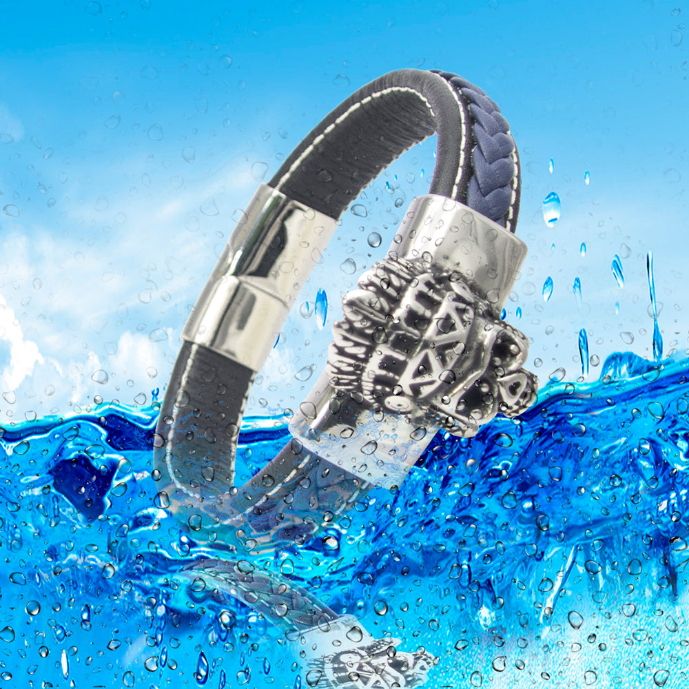 Hochwertiges schwarzes und blaues Lederarmband mit exquisiter Handwerkskunst | WILLYS JEWELLERY