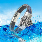 Hochwertiges schwarzes und blaues Lederarmband mit exquisiter Handwerkskunst | WILLYS JEWELLERY