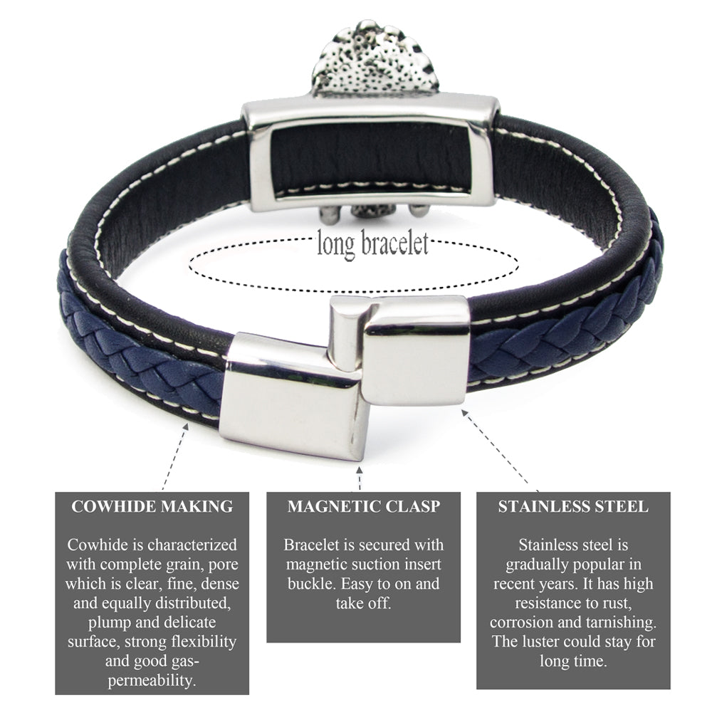 Hochwertiges schwarzes und blaues Lederarmband mit exquisiter Handwerkskunst | WILLYS JEWELLERY