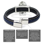 Hochwertiges schwarzes und blaues Lederarmband mit exquisiter Handwerkskunst | WILLYS JEWELLERY