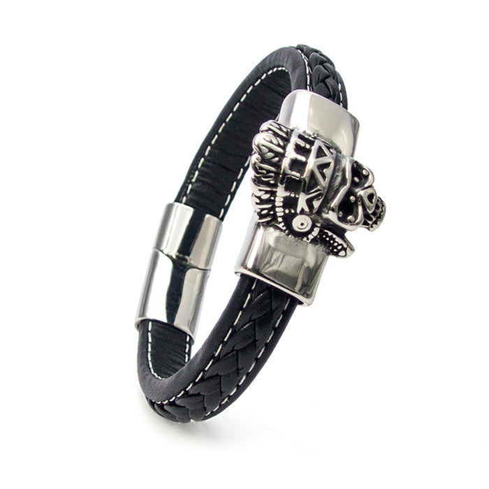 Schwarzes Lederarmband mit feinem Verschluss und magnetischer Verstärkung | WILLYS JEWELLERY
