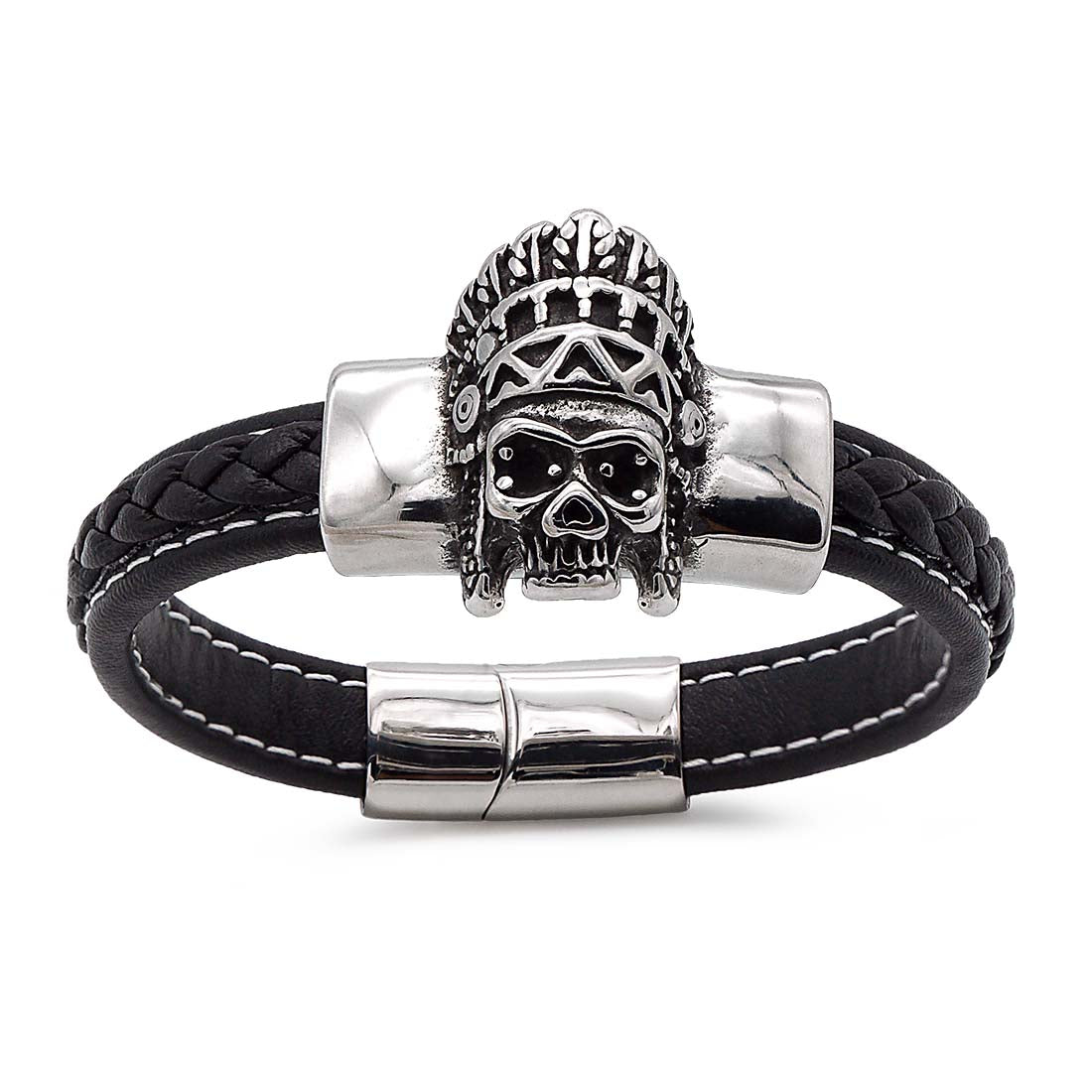 Schwarzes Lederarmband mit feinem Verschluss und magnetischer Verstärkung | WILLYS JEWELLERY