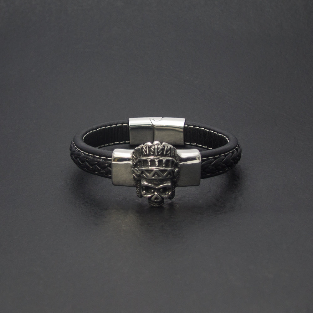 Schwarzes Lederarmband mit feinem Verschluss und magnetischer Verstärkung | WILLYS JEWELLERY