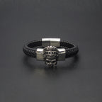 Schwarzes Lederarmband mit feinem Verschluss und magnetischer Verstärkung | WILLYS JEWELLERY