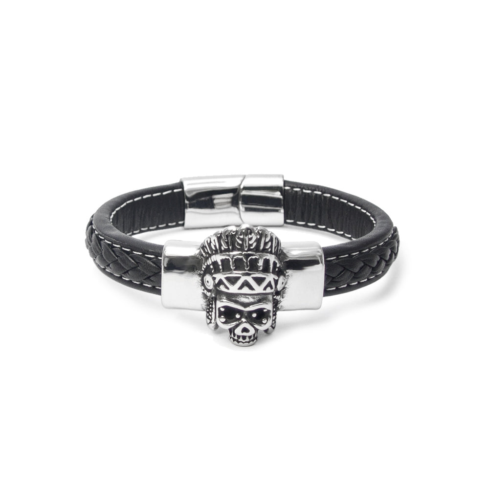 Schwarzes Lederarmband mit feinem Verschluss und magnetischer Verstärkung | WILLYS JEWELLERY