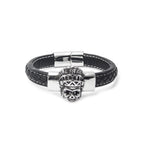 Schwarzes Lederarmband mit feinem Verschluss und magnetischer Verstärkung | WILLYS JEWELLERY