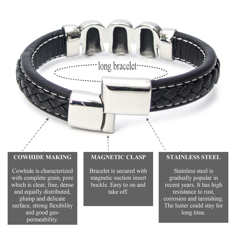 Hochwertiges schwarzes Lederarmband mit Totenkopf-Design | WILLYS JEWELLERY