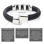 Hochwertiges schwarzes Lederarmband mit Totenkopf-Design | WILLYS JEWELLERY