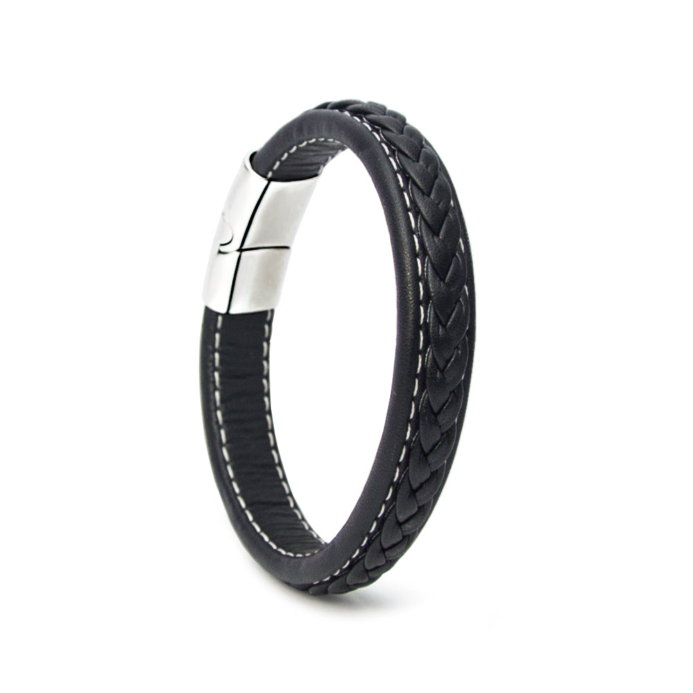 Hochwertiges schwarzes Lederarmband | WILLYS JEWELLERY