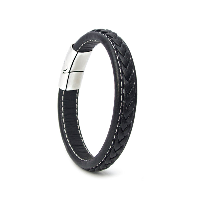 Hochwertiges schwarzes Lederarmband | WILLYS JEWELLERY