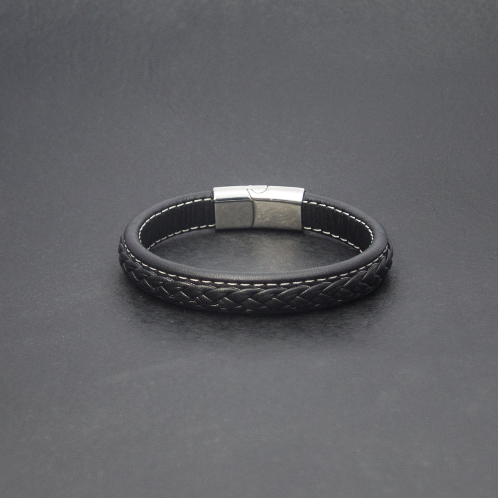 Hochwertiges schwarzes Lederarmband | WILLYS JEWELLERY