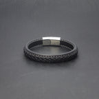 Hochwertiges schwarzes Lederarmband | WILLYS JEWELLERY