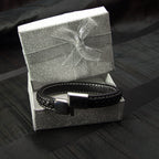Hochwertiges schwarzes Lederarmband | WILLYS JEWELLERY