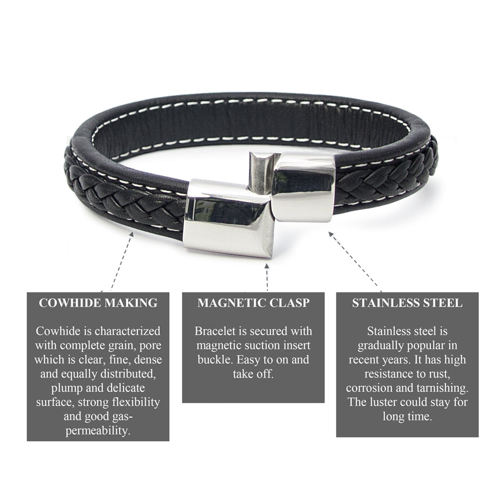 Hochwertiges schwarzes Lederarmband | WILLYS JEWELLERY