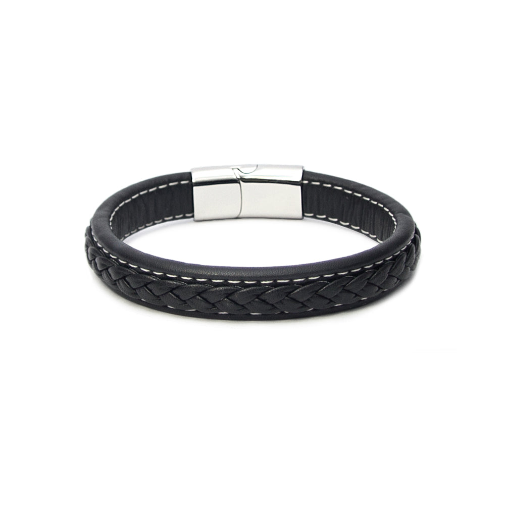 Hochwertiges schwarzes Lederarmband | WILLYS JEWELLERY