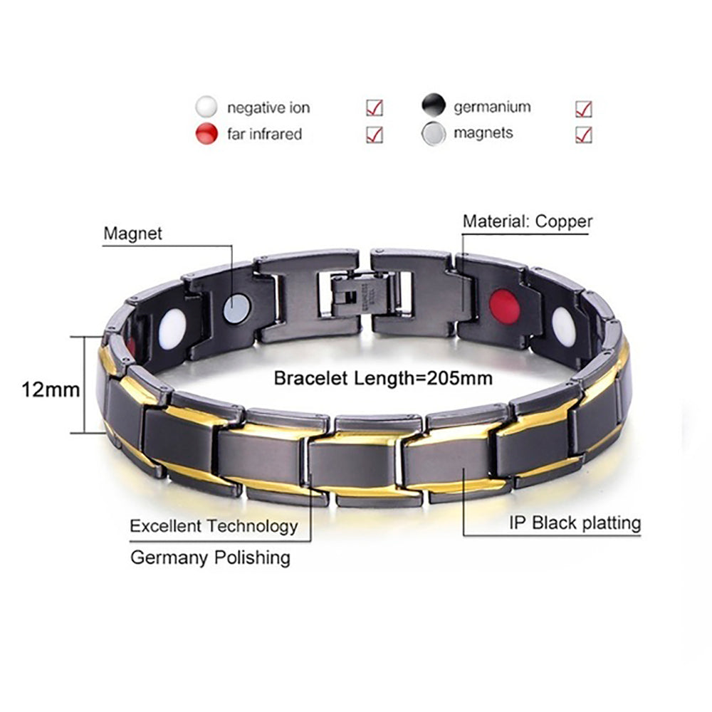 Herren Anti Schnarchen Magnetfeldtherapie Armband aus Edelstahl 20.5 cm | WILLYS JEWELLERY